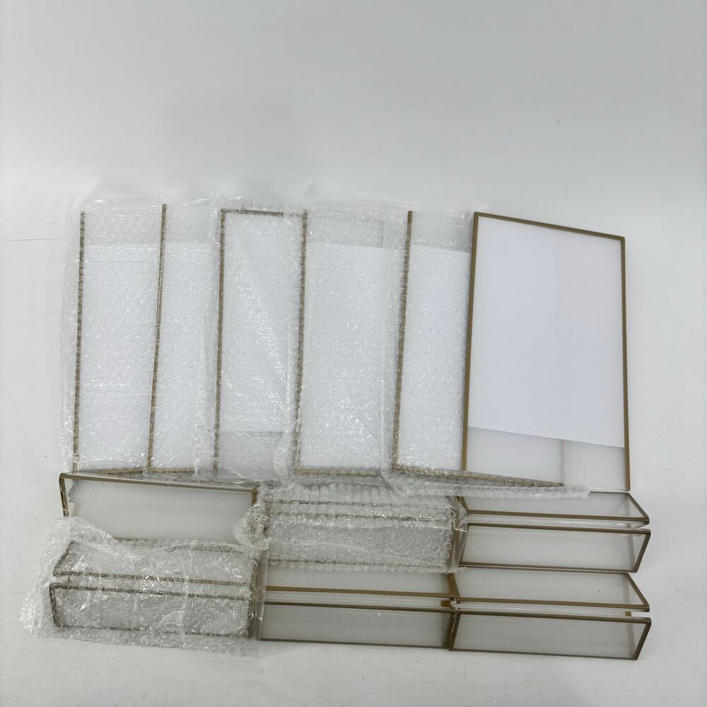 Display Acrylic 5x7 Sign Holder Lot of 6 Gold Trim Pictures Wedding - Picture 6 of 13